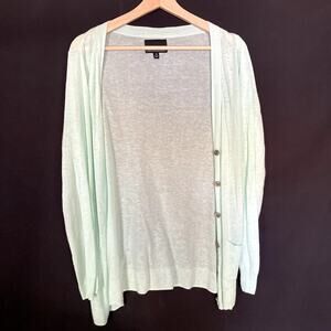 Cynthia Rowley soft mint semi sheer button down cardigan women's size medium